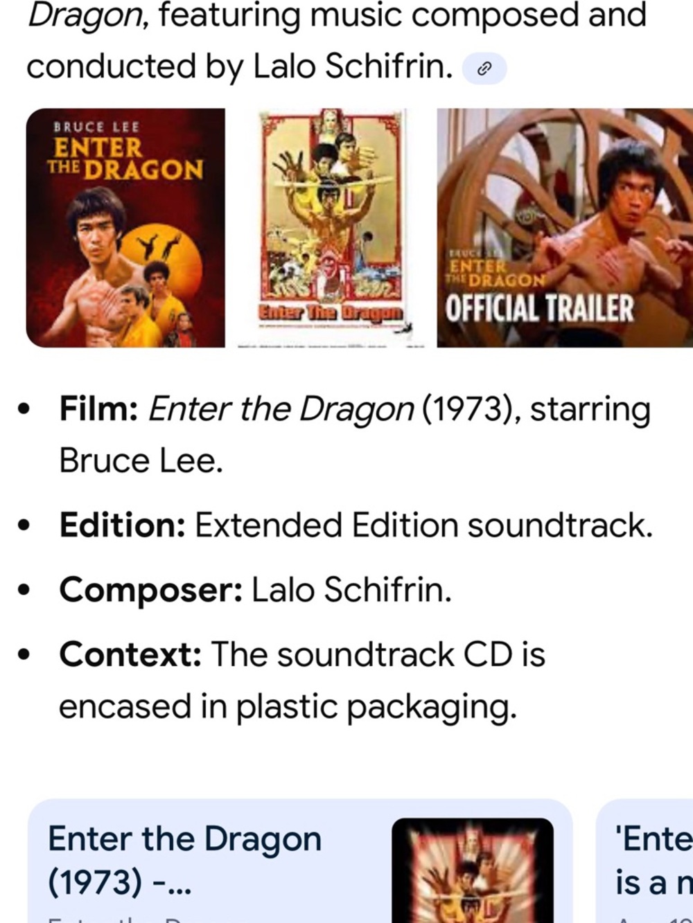 #1848** Enter the Dragon (Extended Edition) Soundtrack CD - Black/Red - Picture 5 of 11